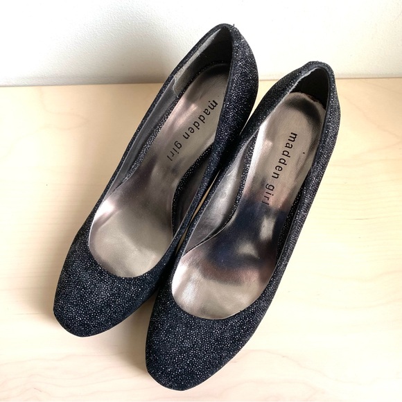 Madden Girl Black Glitter Heels - Size 8.5 Women's - Picture 6 of 14
